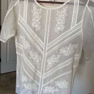 Elegant White Embroidered Women's Top